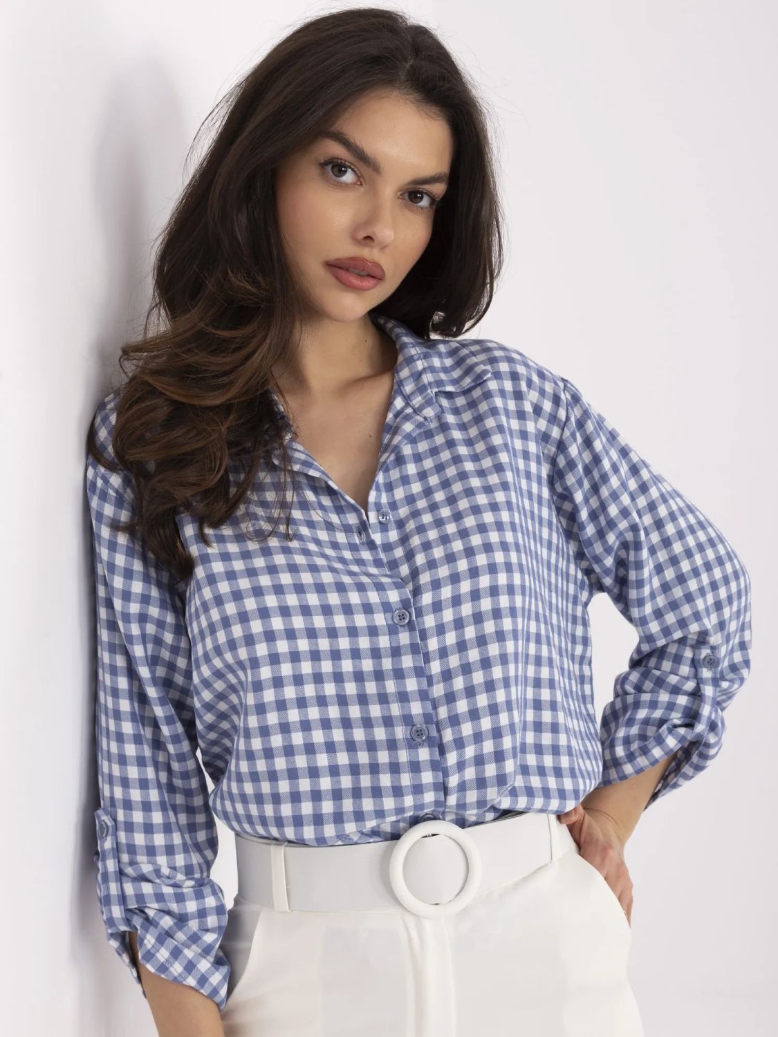 White Checked Long Sleeve Shirt