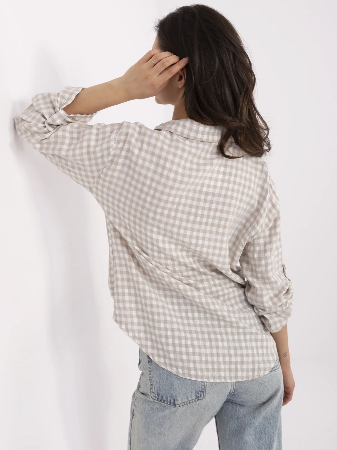 White Checked Long Sleeve Shirt