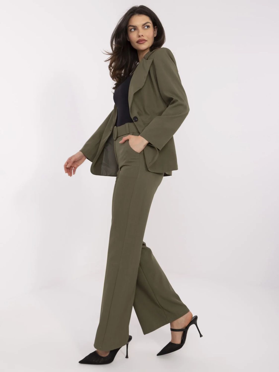 Elegant Khaki High-Waisted Pants
