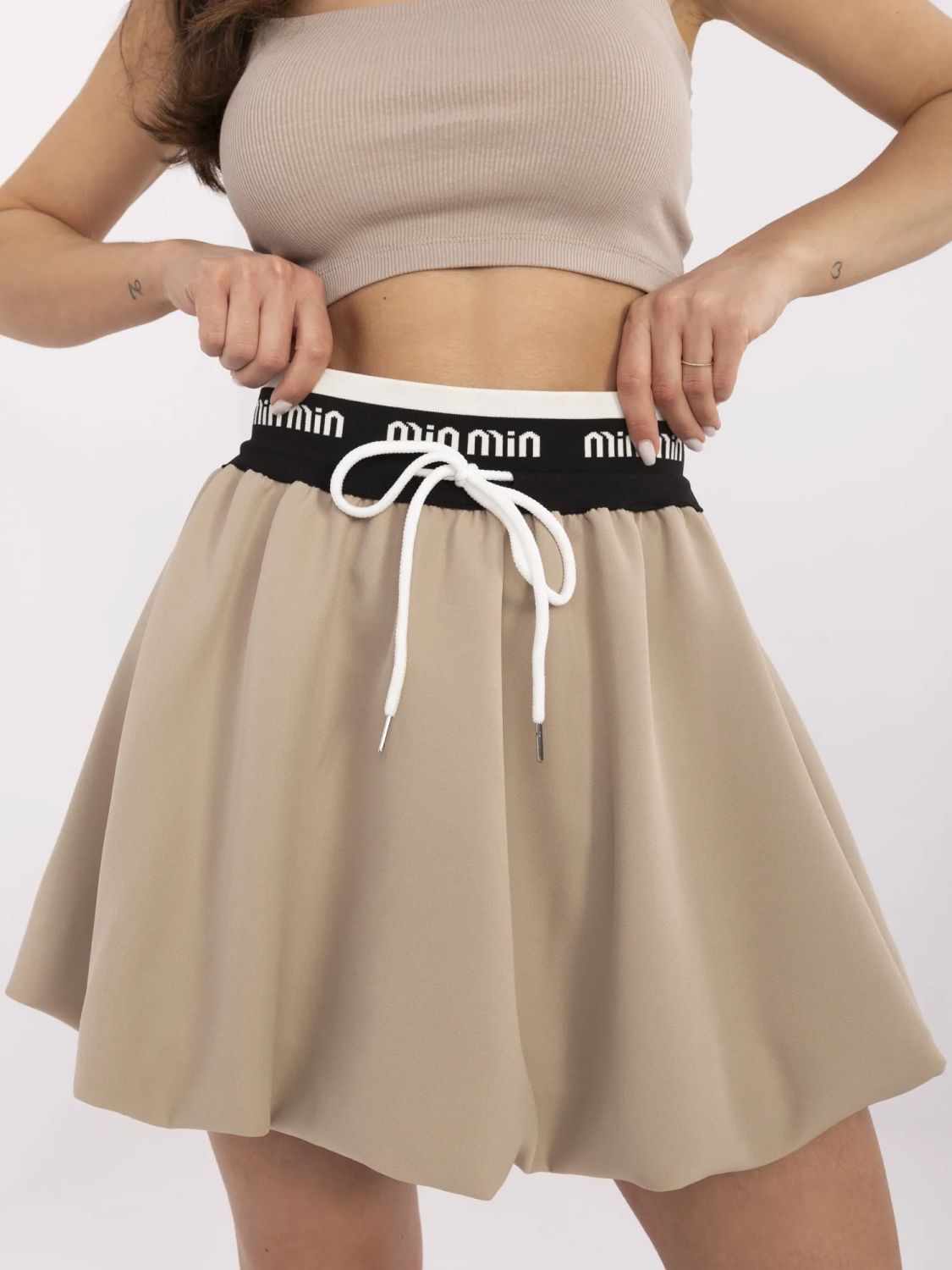 Beige Mini Skirt with Lining
