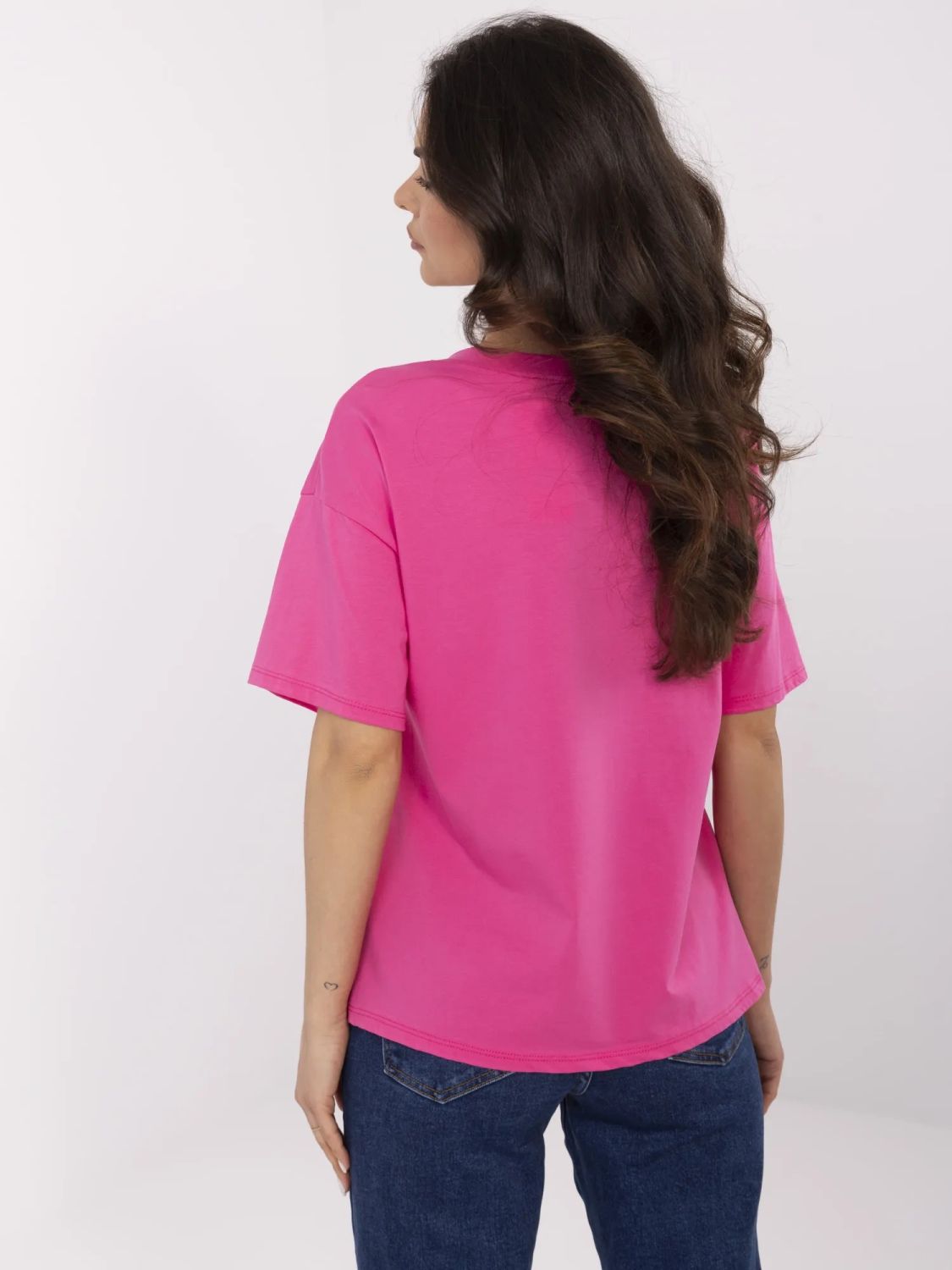 Stylish Short Sleeve T-Shirt in Dark Pink