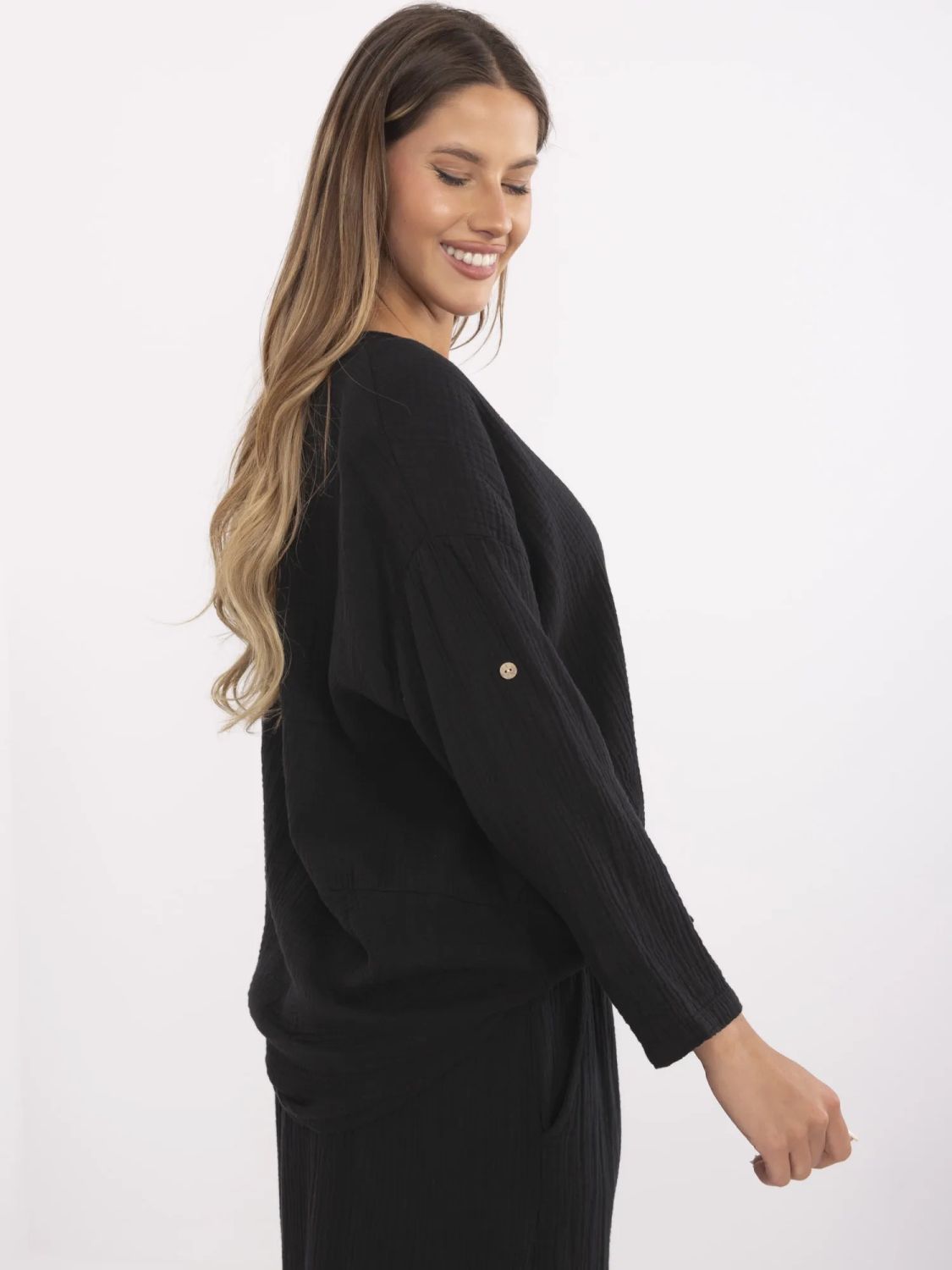 Black Blouse with 3/4 Sleeves
