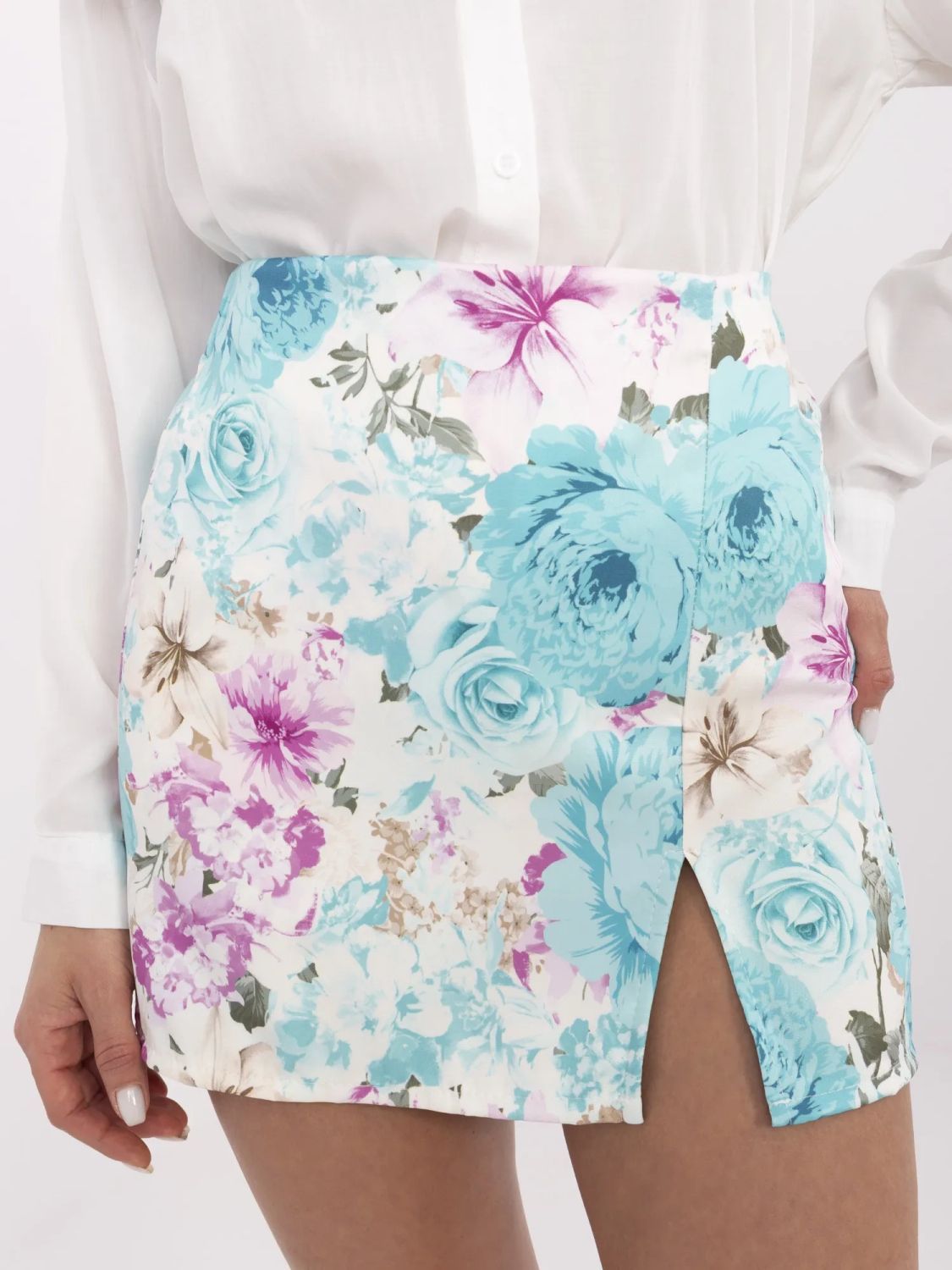 Elegant Floral Skirt in Mint Color
