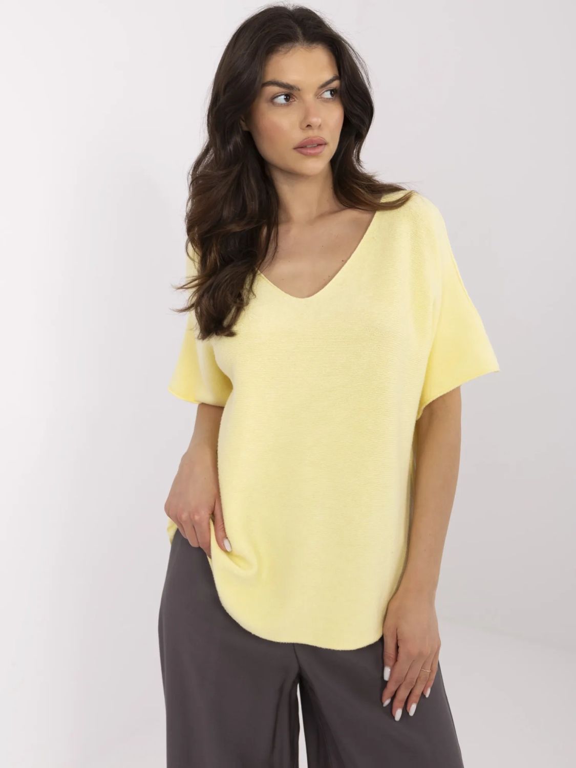Stylish Yellow Sweater with Short Sleeves