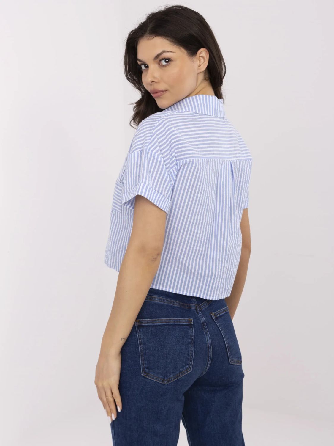 White Striped Shirt with Short Sleeves