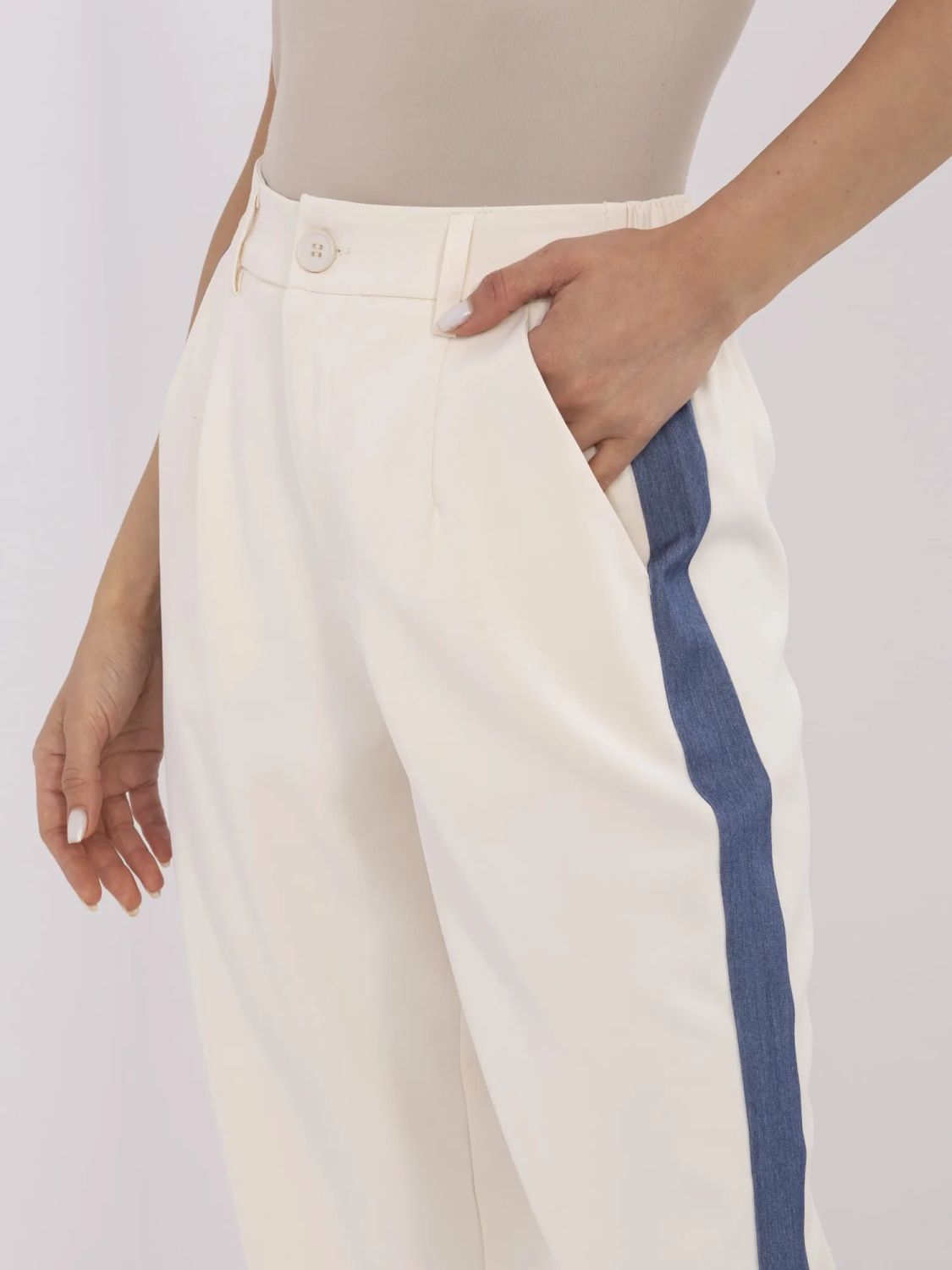 Stylish Beige Pants with Stripes