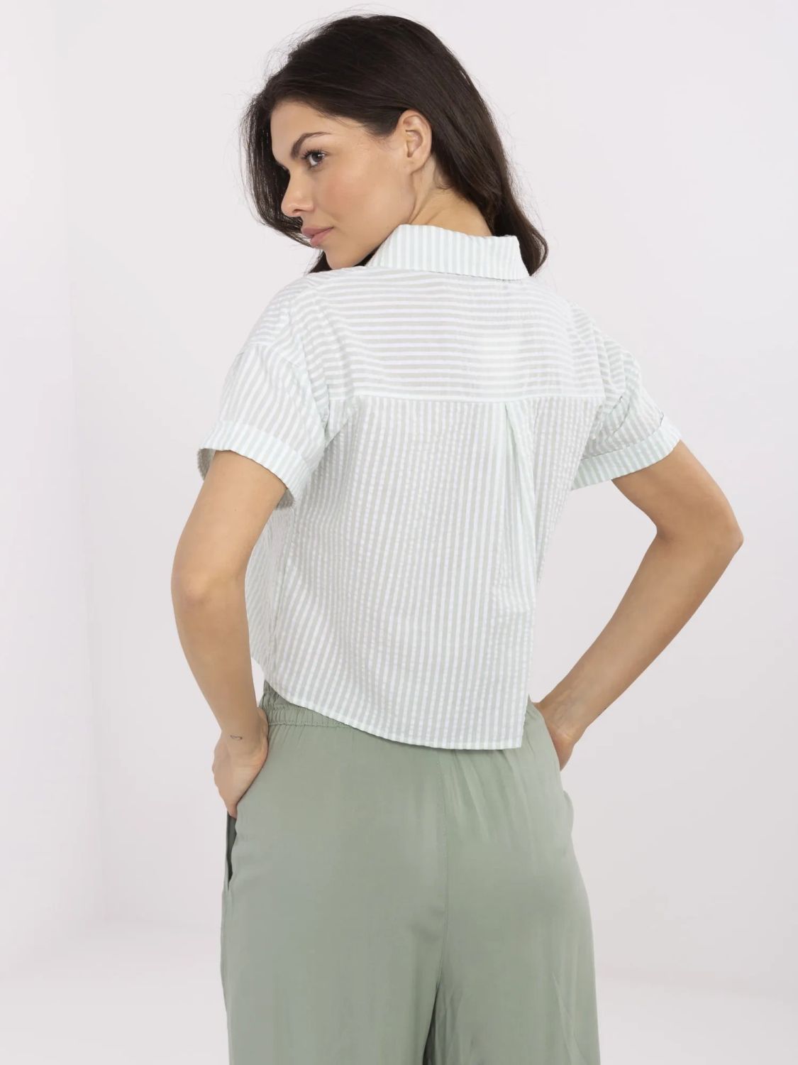 Striped Short Sleeve Blouse