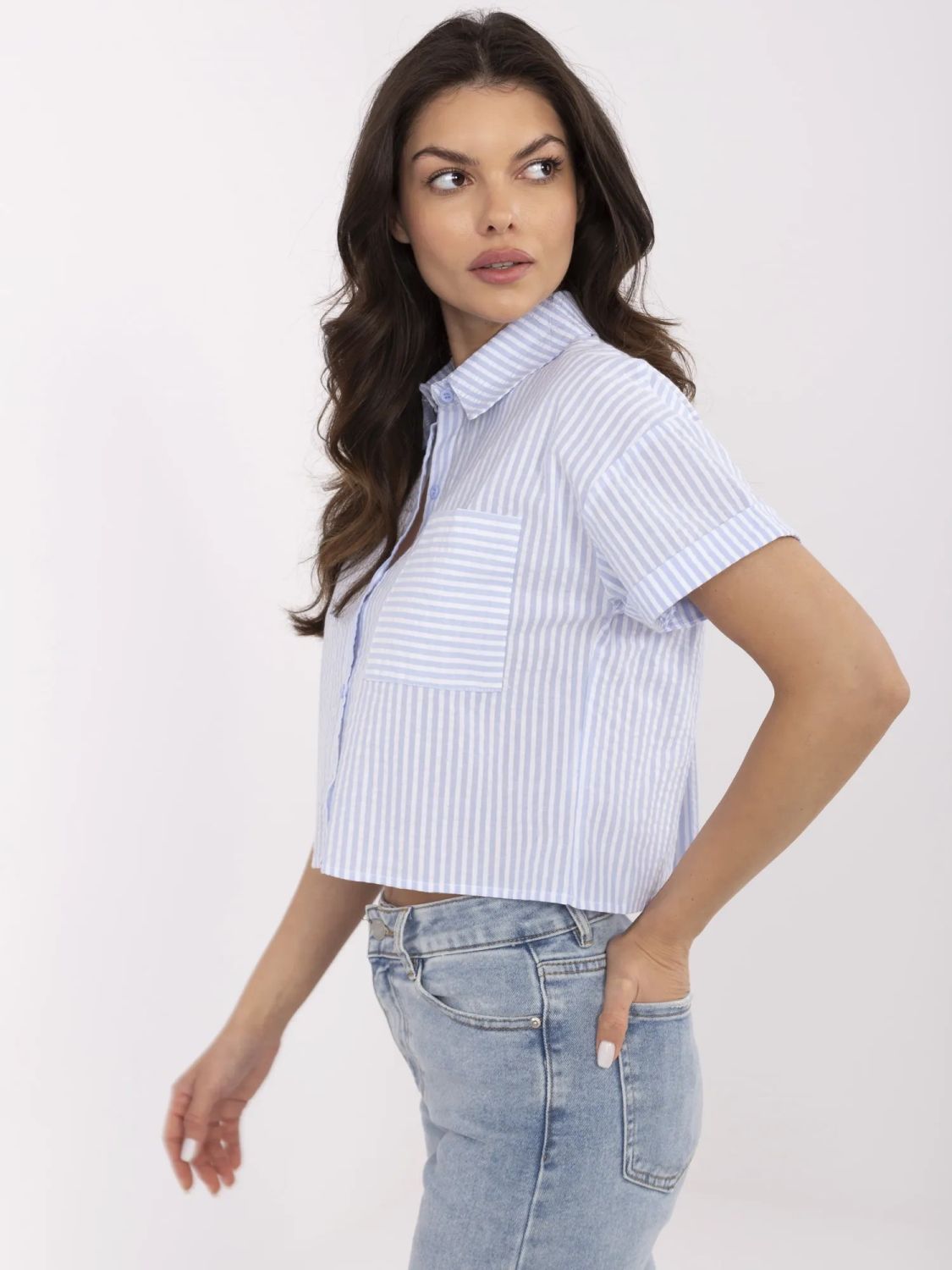 Elegant Blue Short Sleeve Shirt