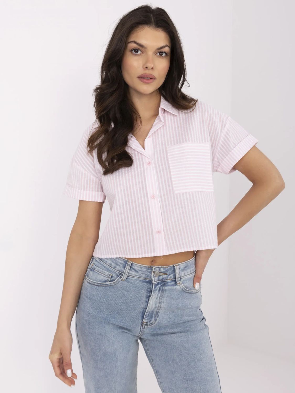 White Striped Short Sleeve Shirt