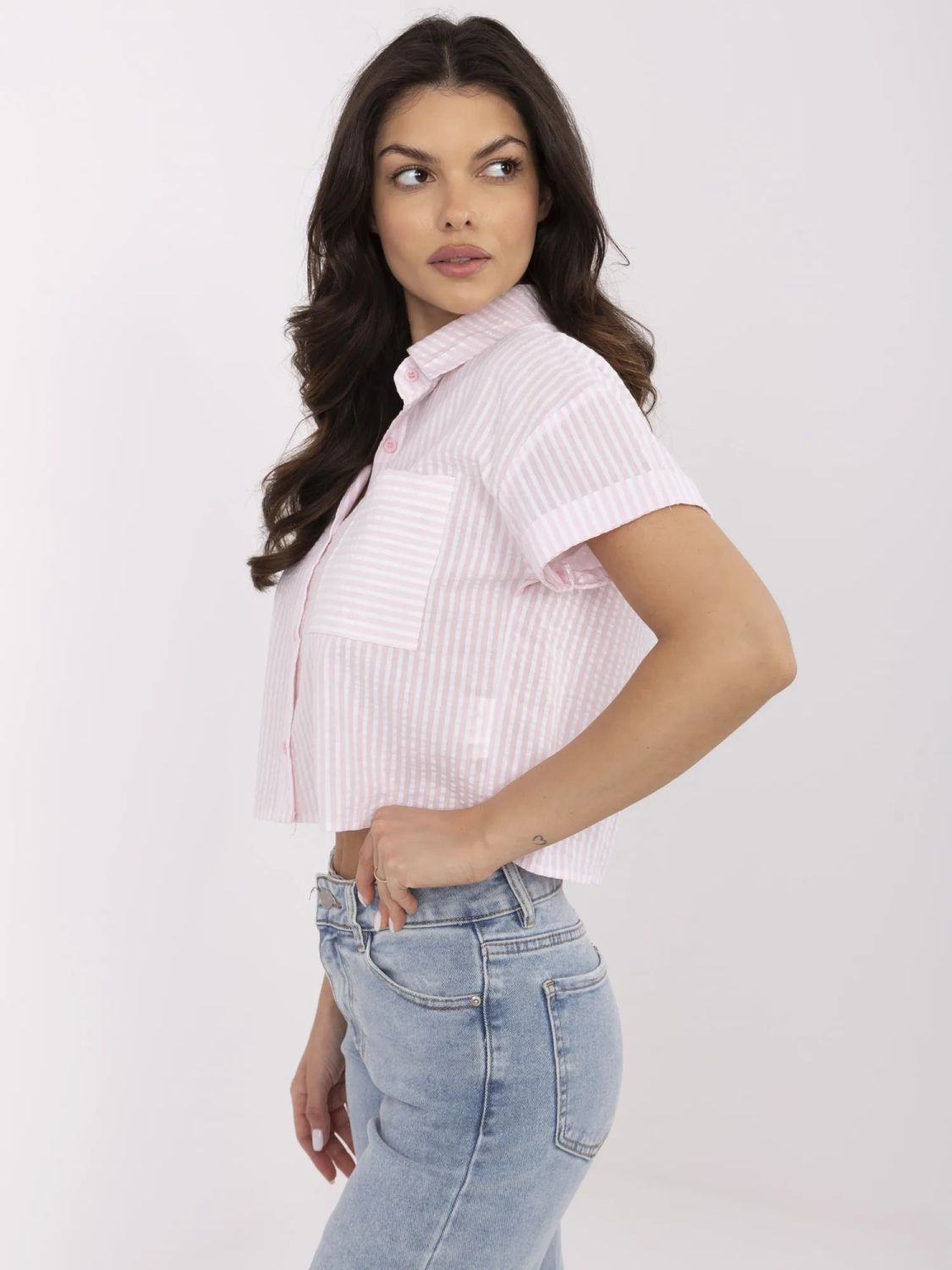 White Striped Short Sleeve Shirt