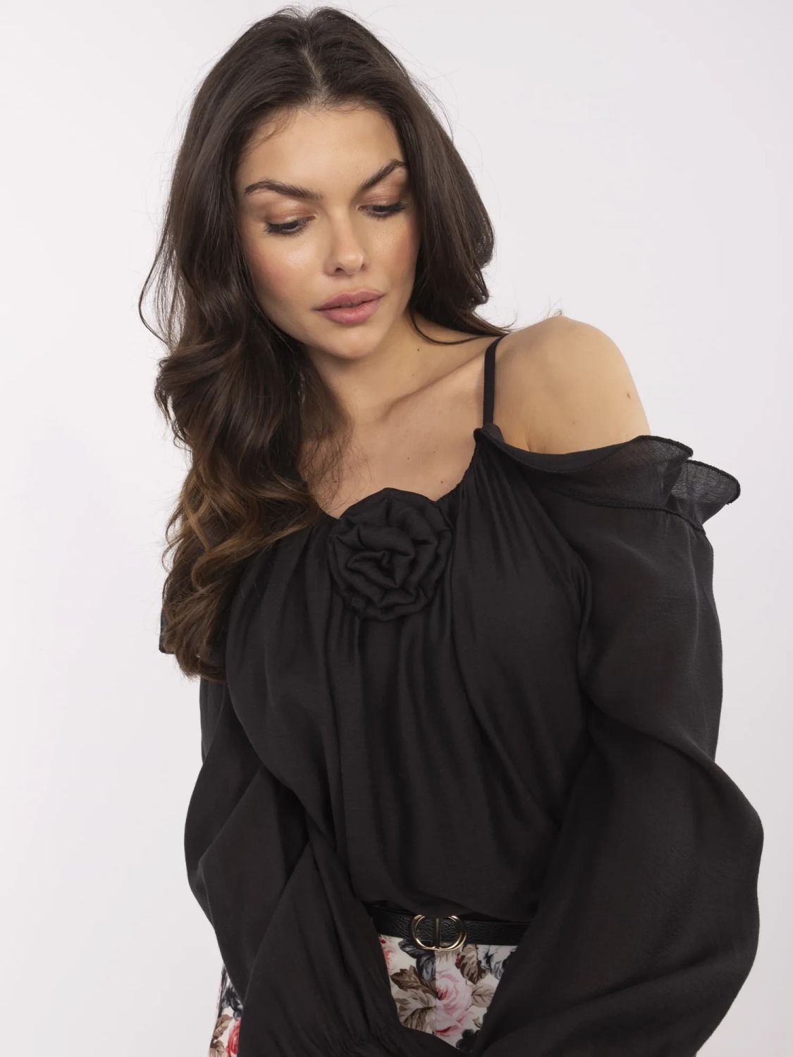 Elegant Black Blouse with Ruffles