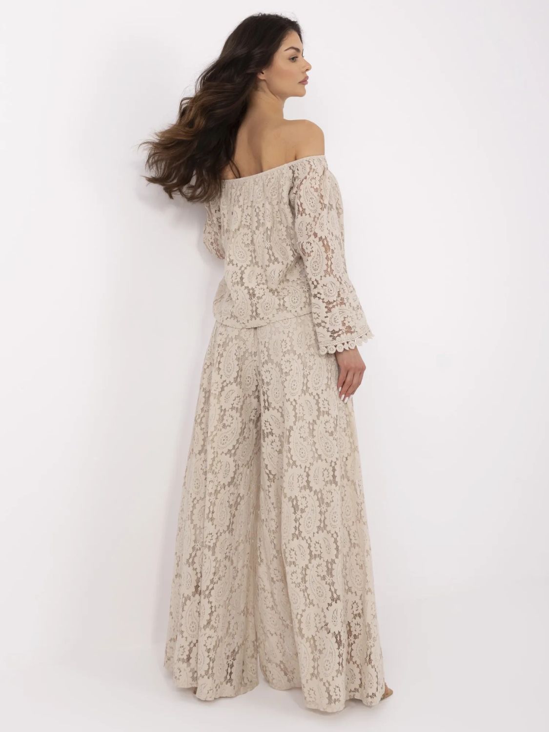 Elegant Beige Pants with Lace