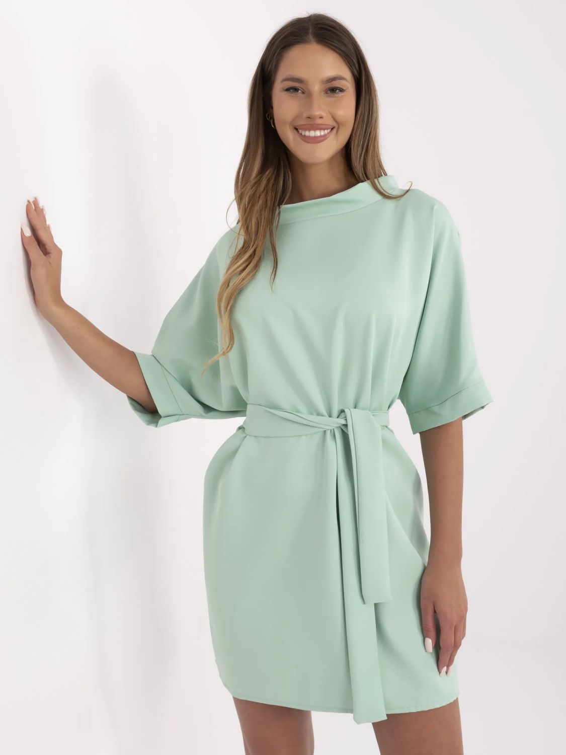 Elegant Mini Dress in Pistachio Color