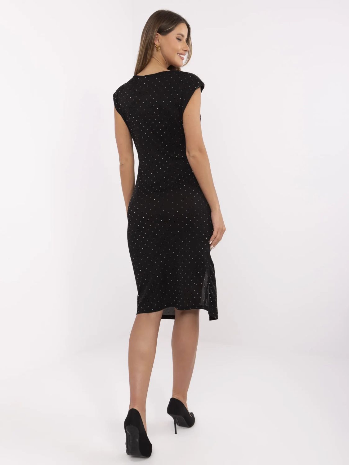 Elegant Midi Dress with Application