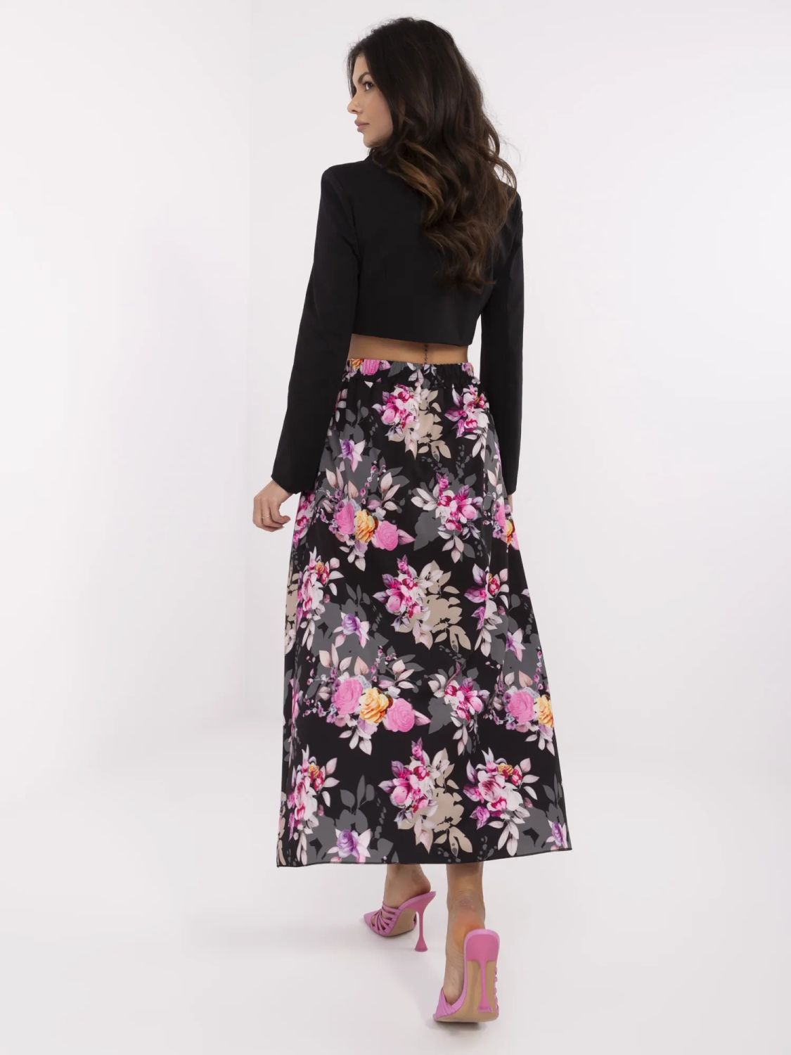 Black Floral Midi Skirt