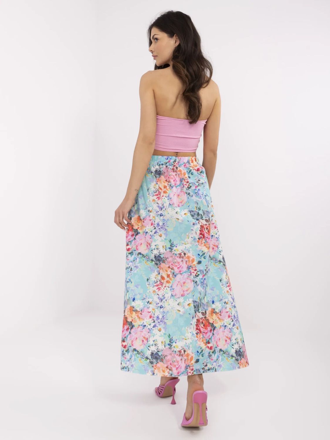 Floral Midi Skirt in Mint Color