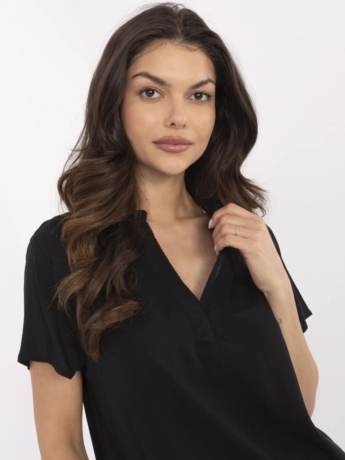 Elegant Black Blouse with V-Neck
