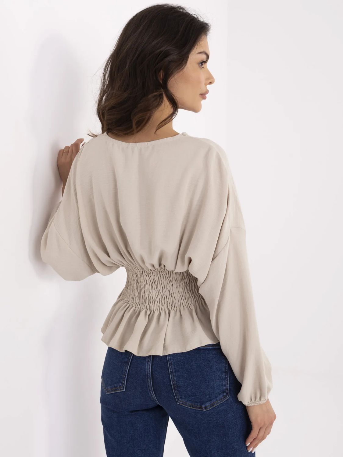 Elegant Beige Blouse with Long Sleeves