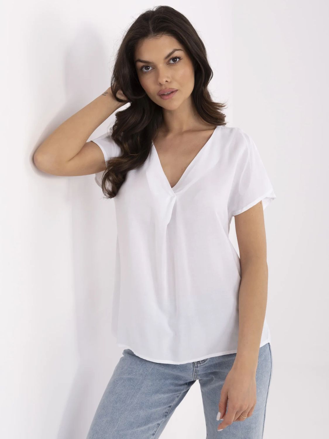 White V-Neck Blouse