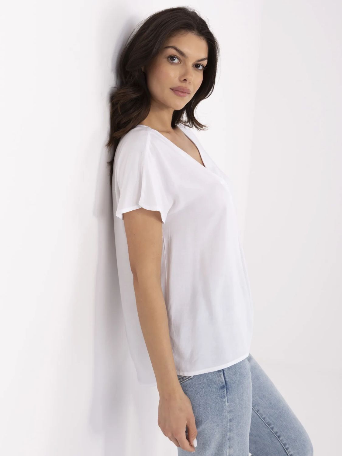 White V-Neck Blouse