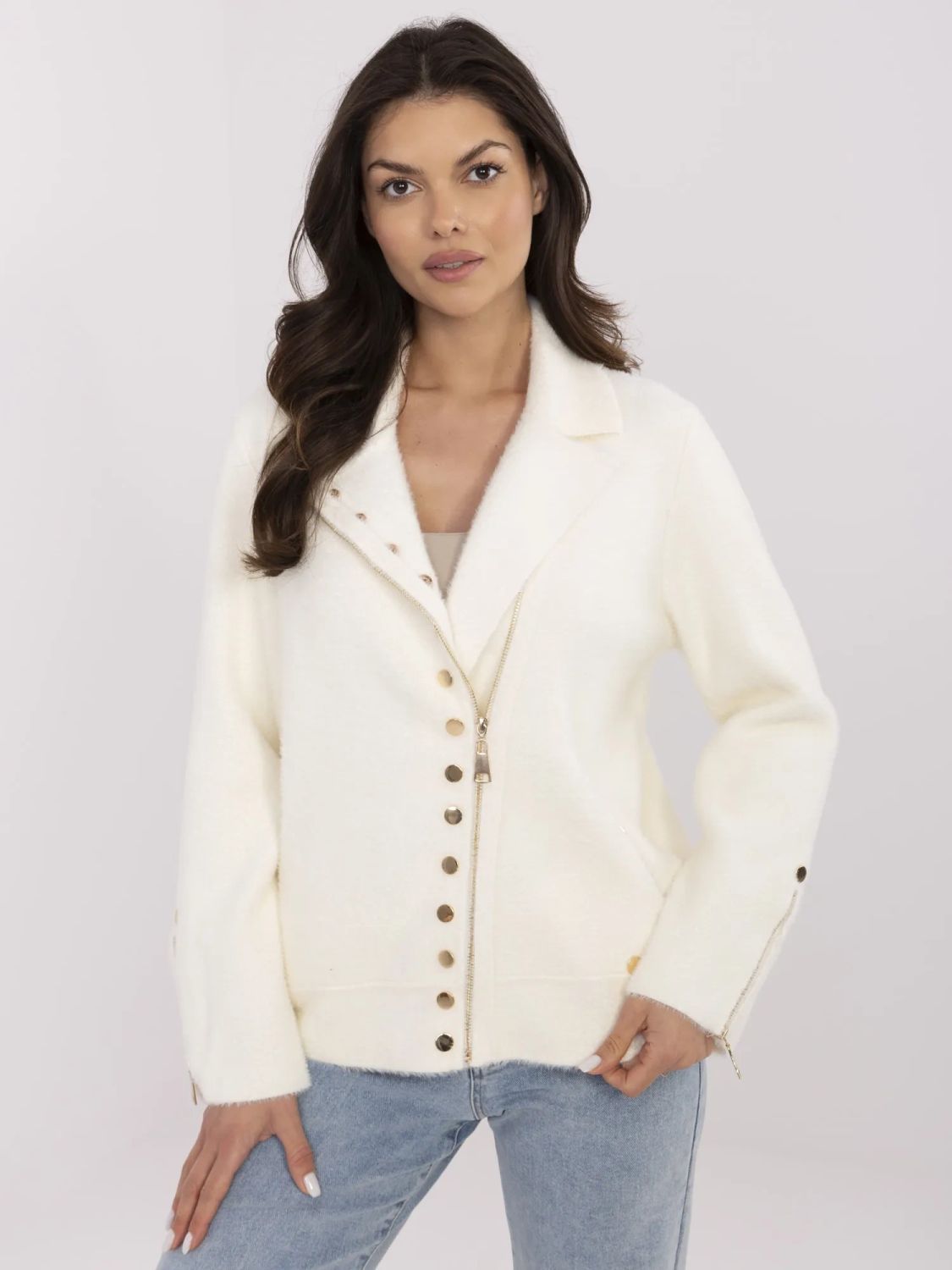 Elegant Transitional Jacket in Ecru
