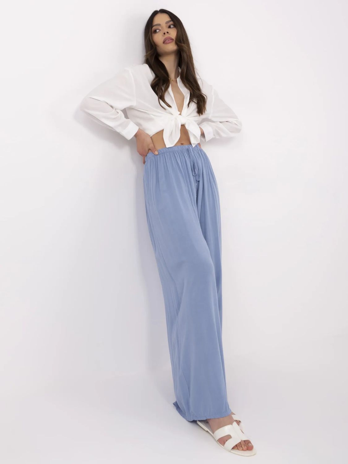 Stylish Blue High-Waisted Pants