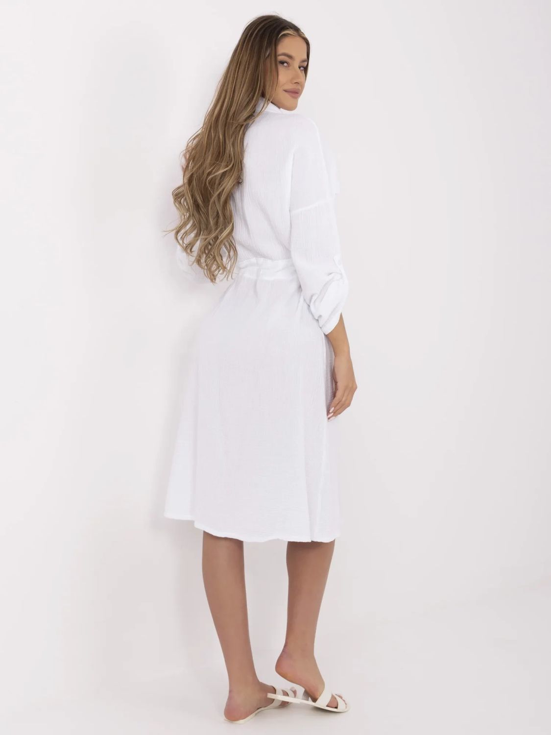 White Summer Dress with Long Sleeves
