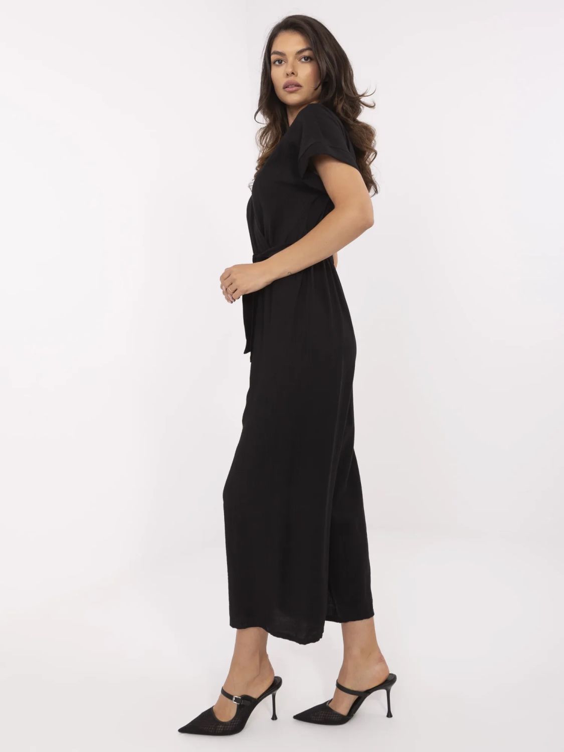 Elegant Black Jumpsuit with Short Sleeves