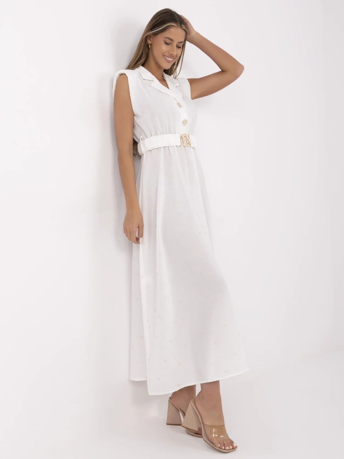 White Flared Dress with Embroidery