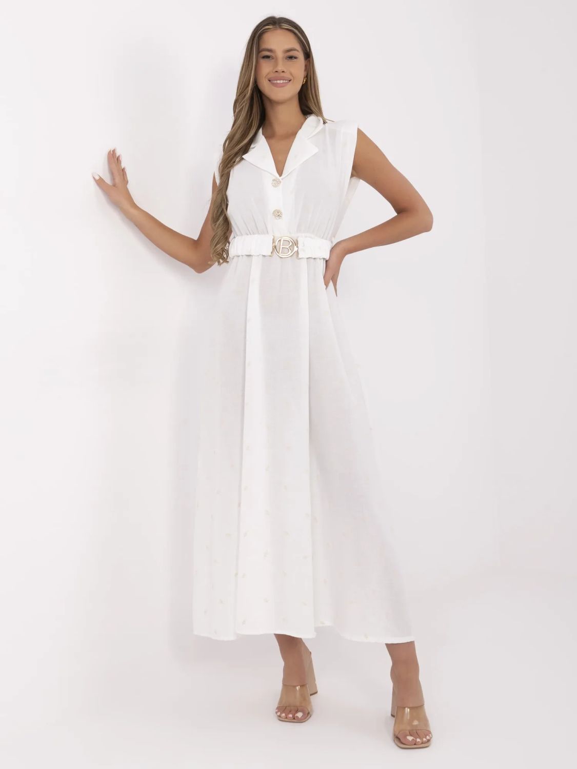 White Flared Dress with Embroidery