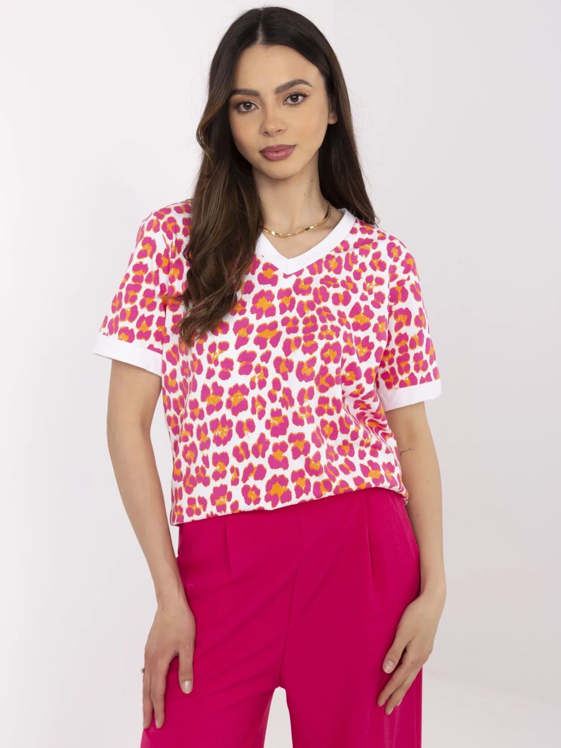 Stylish Short Sleeve Blouse in Pink