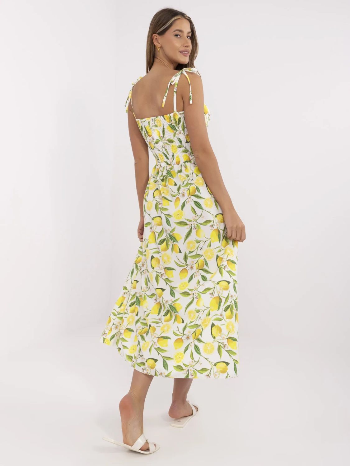 Maxi Dress with Flared Cut in Ecru
