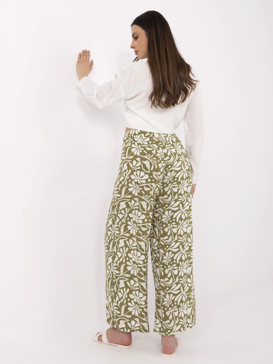 Eco-Friendly Wide Leg Pants in Olive Green