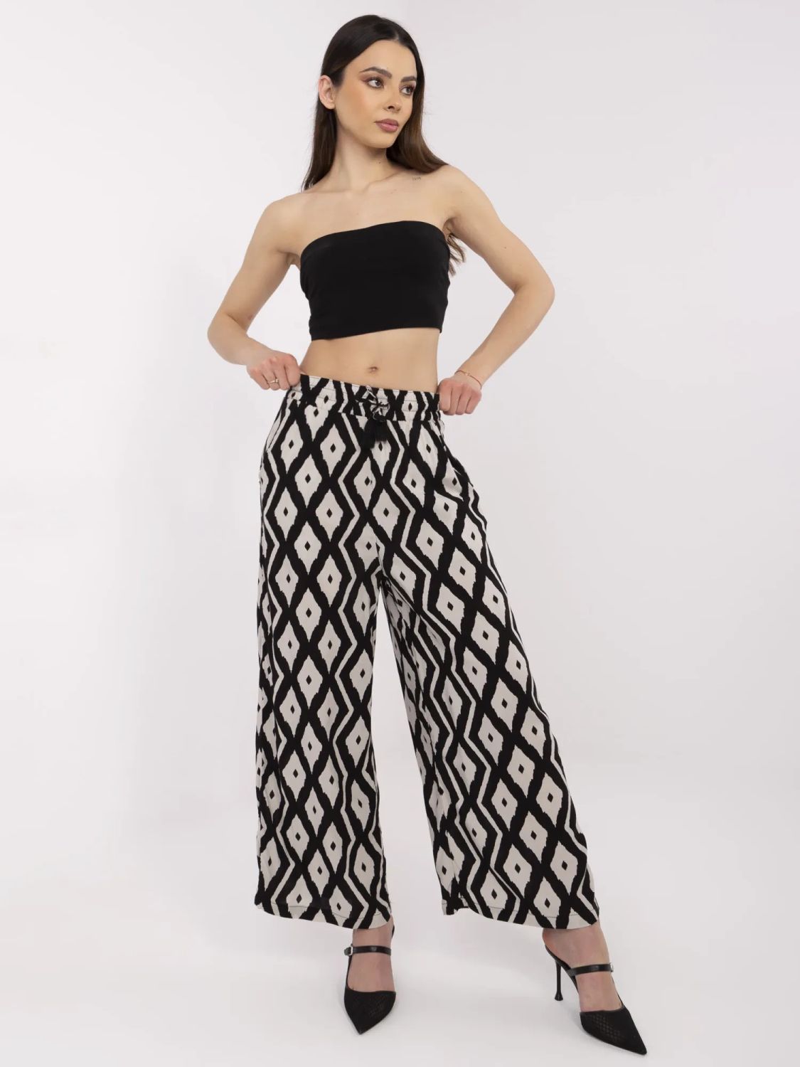 Elegant Black Pants with Geometric Pattern