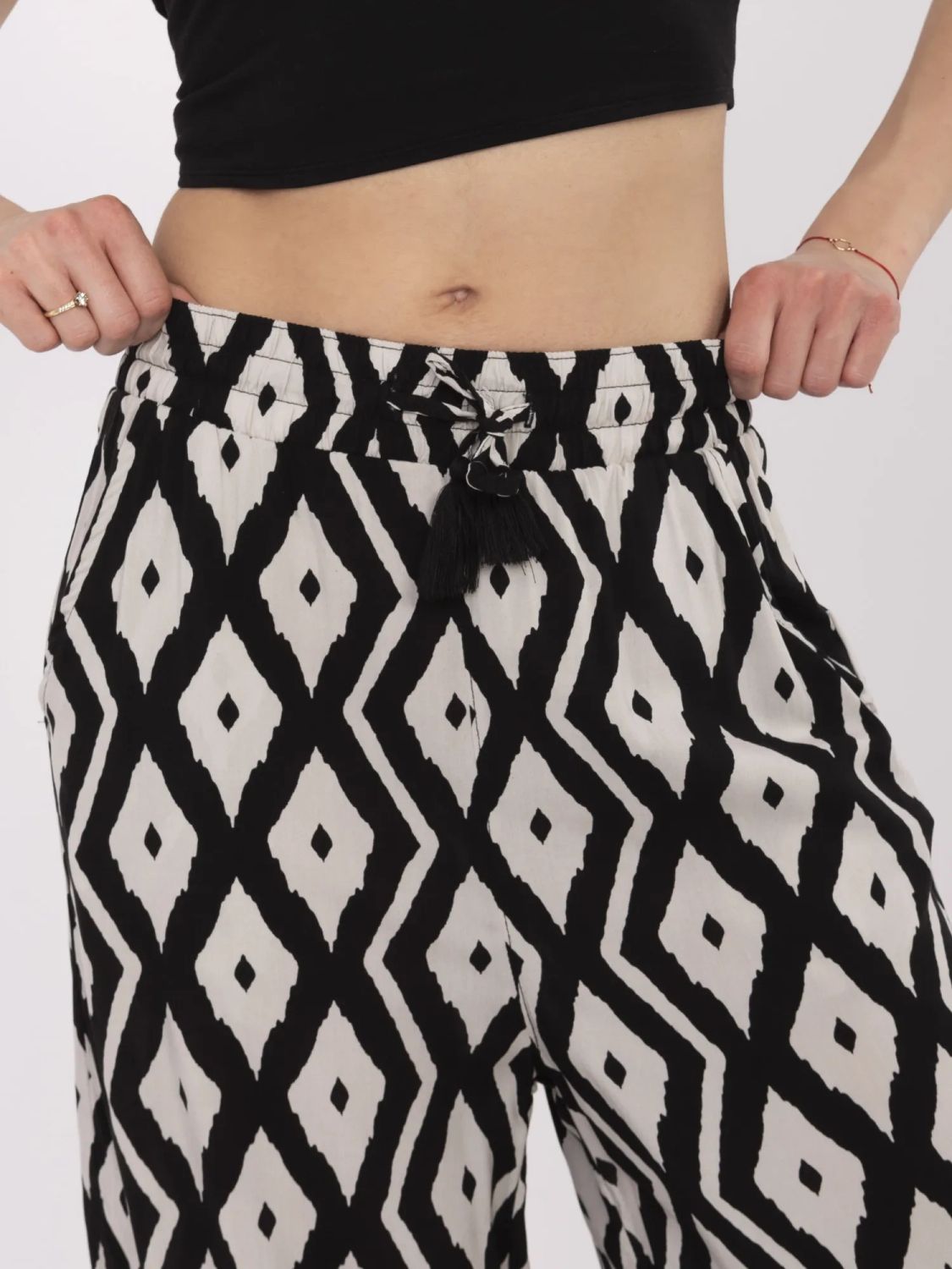 Elegant Black Pants with Geometric Pattern