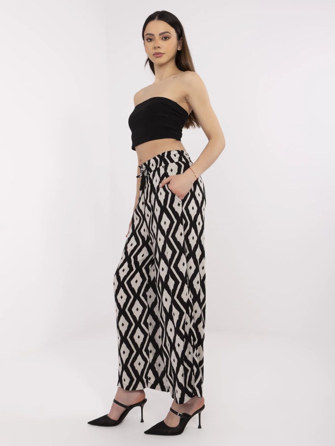 Elegant Black Pants with Geometric Pattern