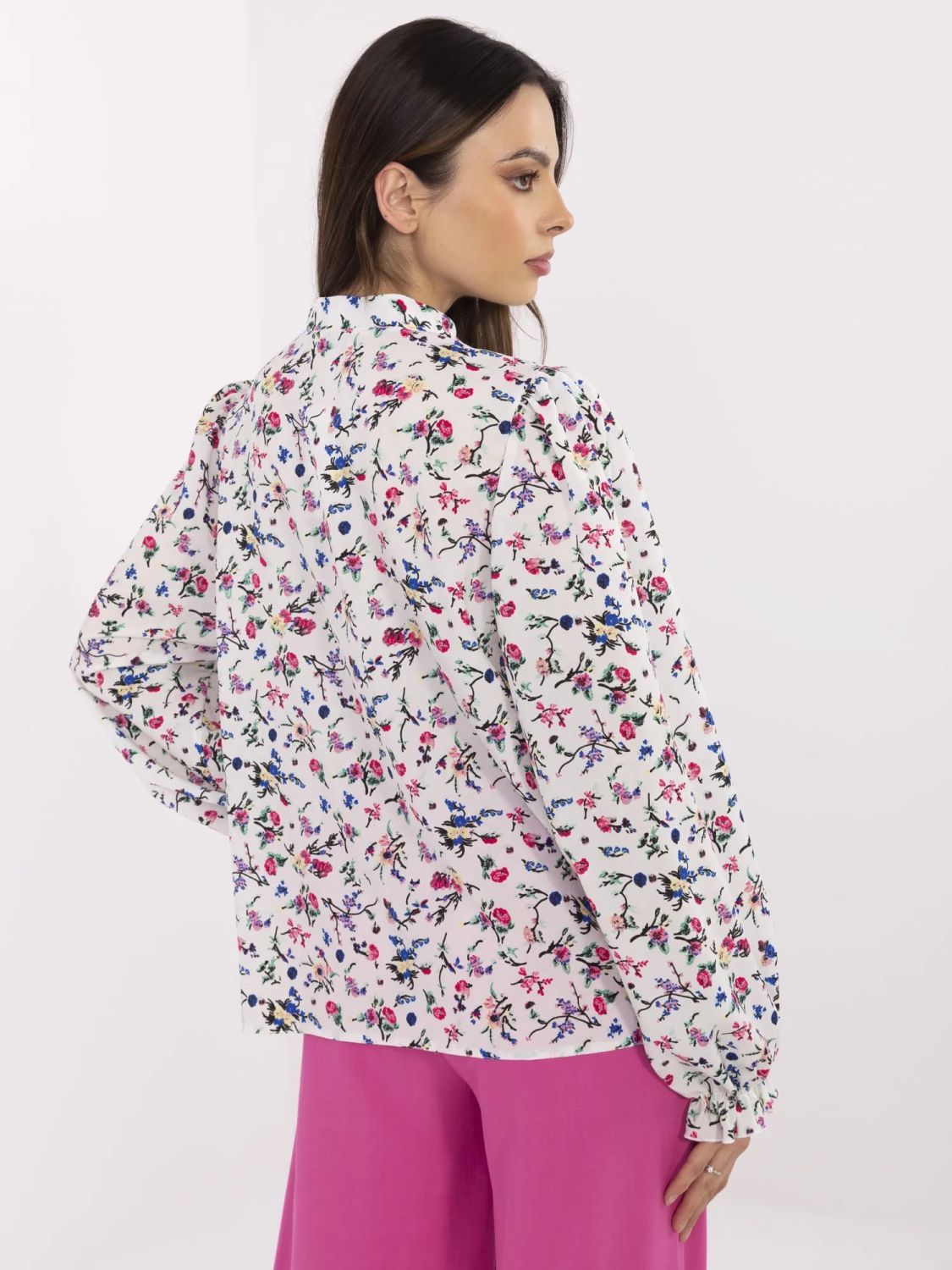 Elegant White Blouse with Floral Pattern