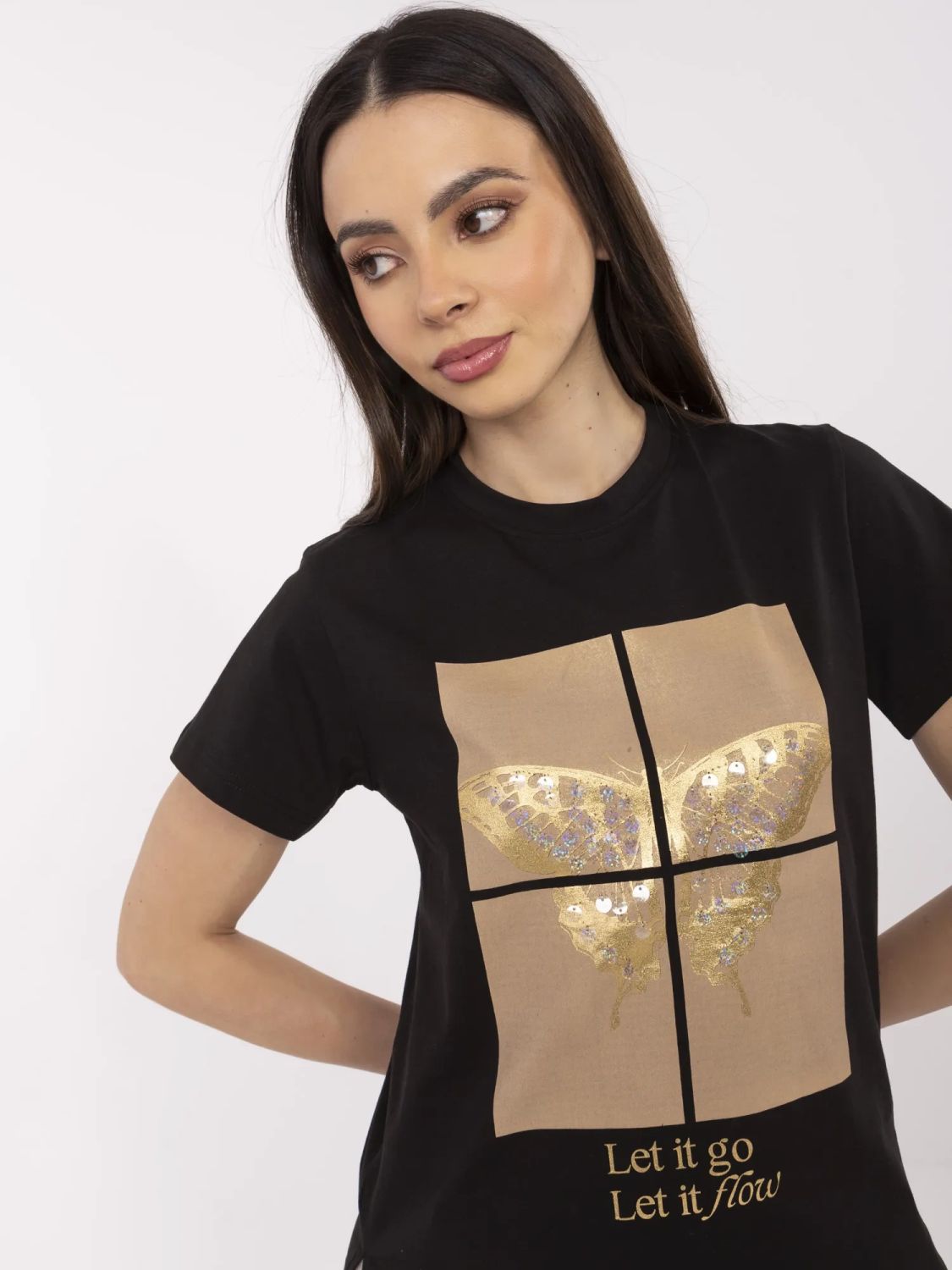 Stylish Black T-Shirt with Application