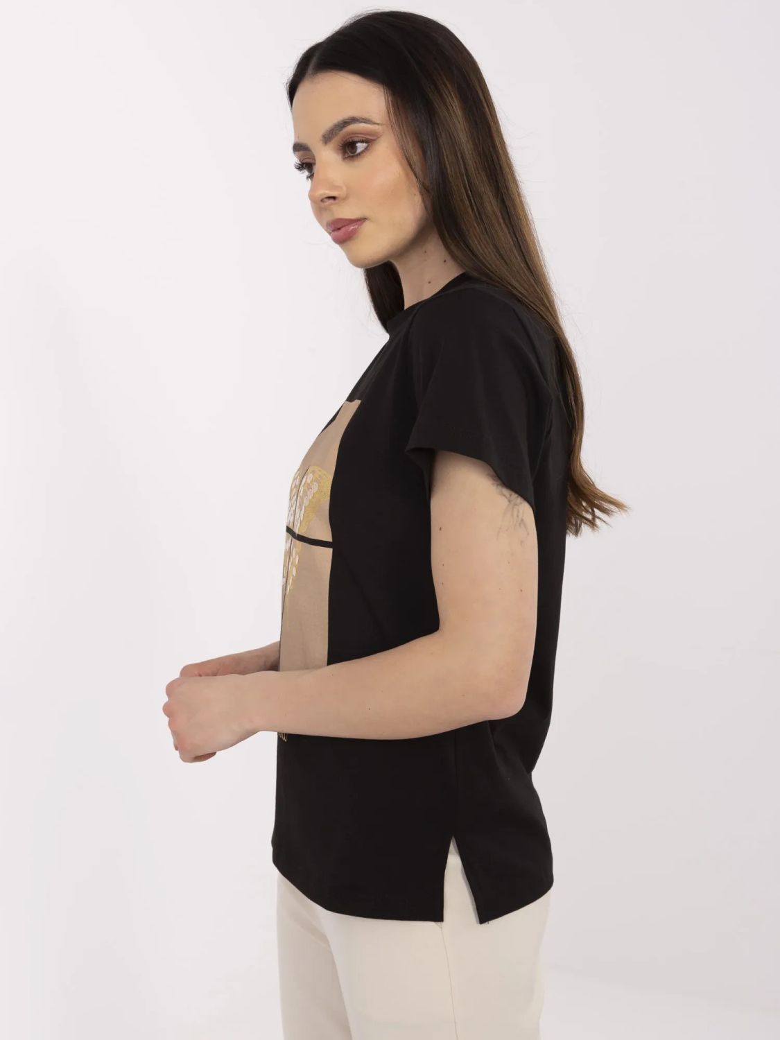 Stylish Black T-Shirt with Application