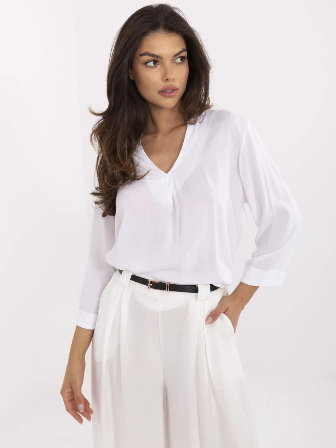 White Blouse with 3/4 Sleeves