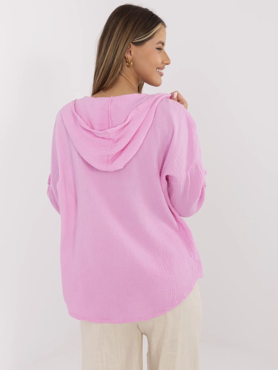Pink Hooded Blouse