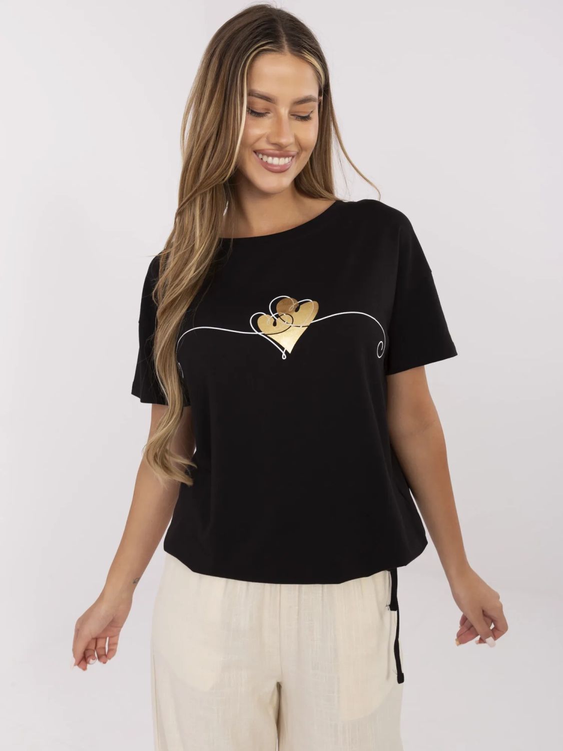 Stylish Black T-Shirt with Short Sleeves