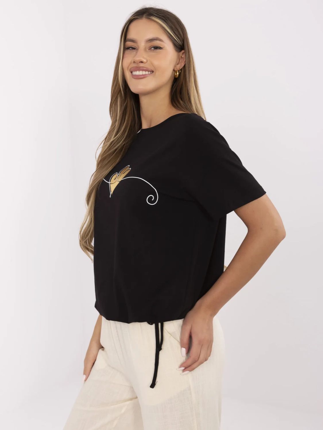 Stylish Black T-Shirt with Short Sleeves