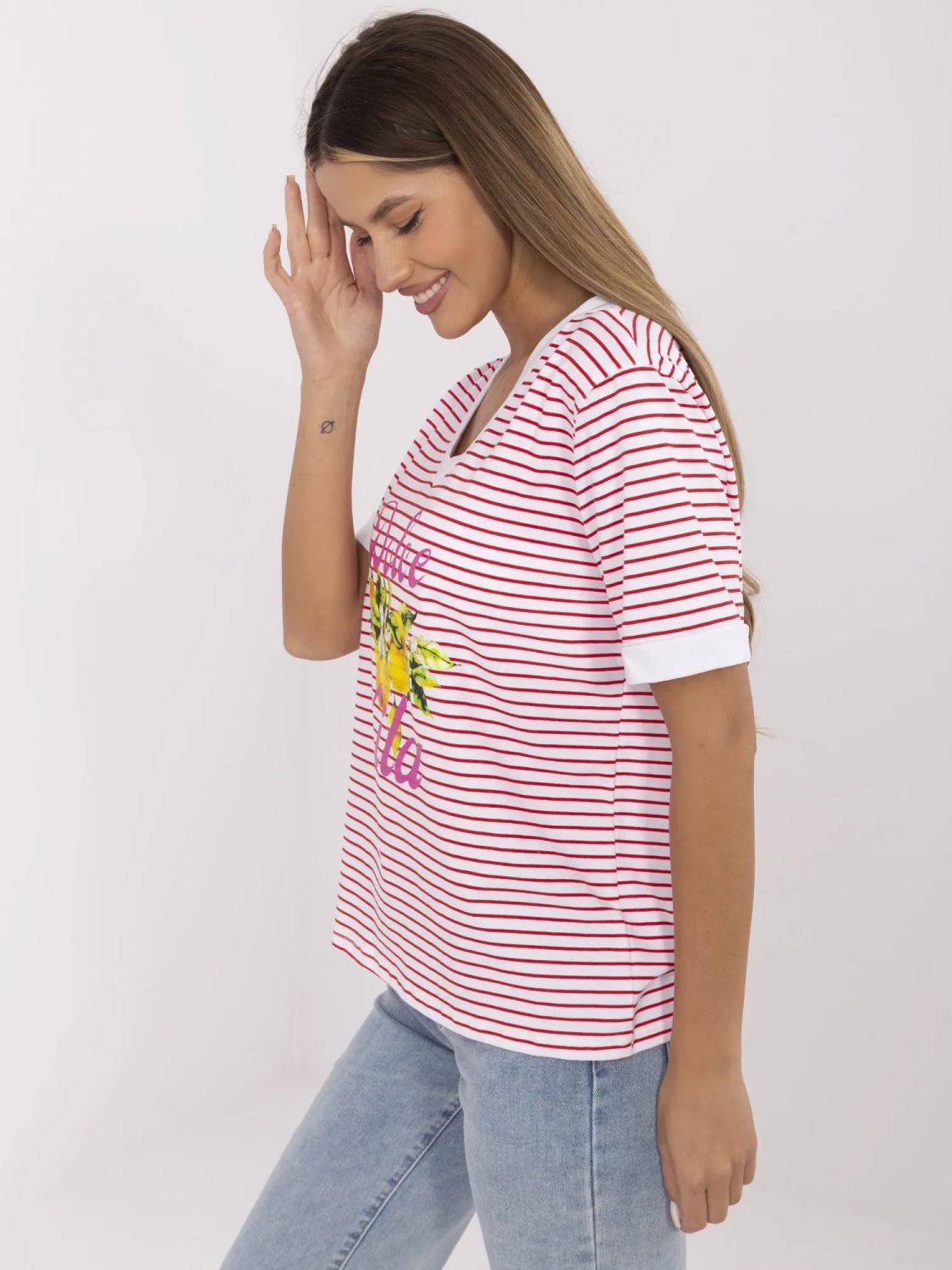 Stylish Red Blouse with V-Neck