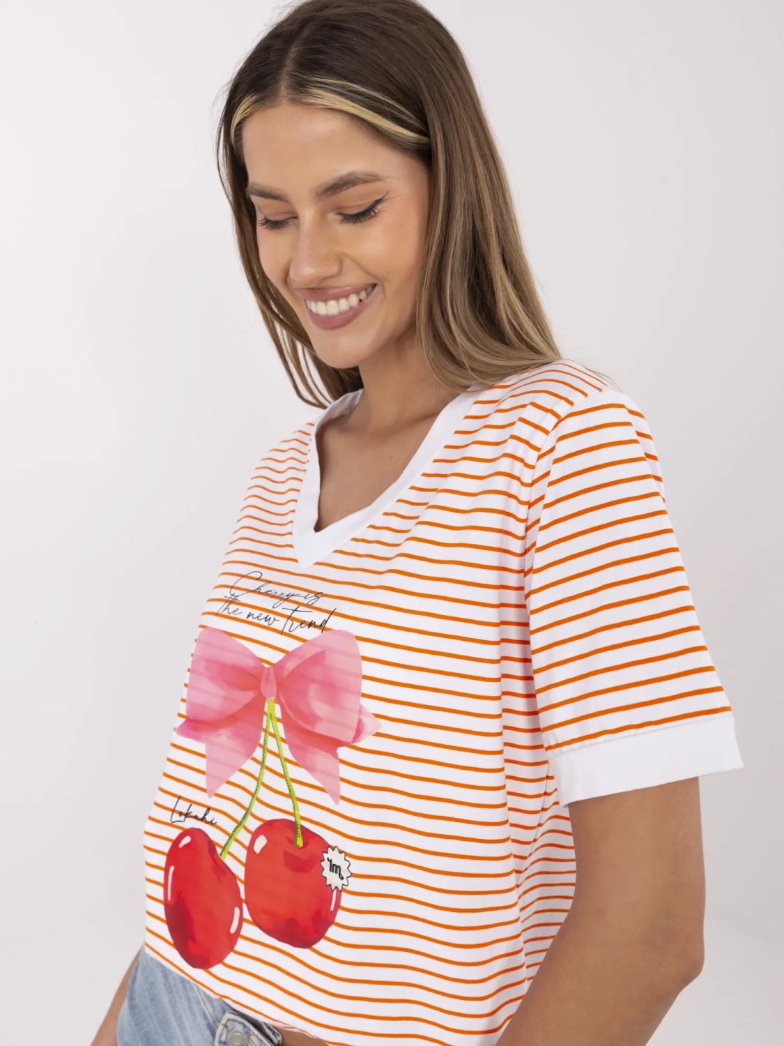 Comfortable Orange Blouse with V-Neck