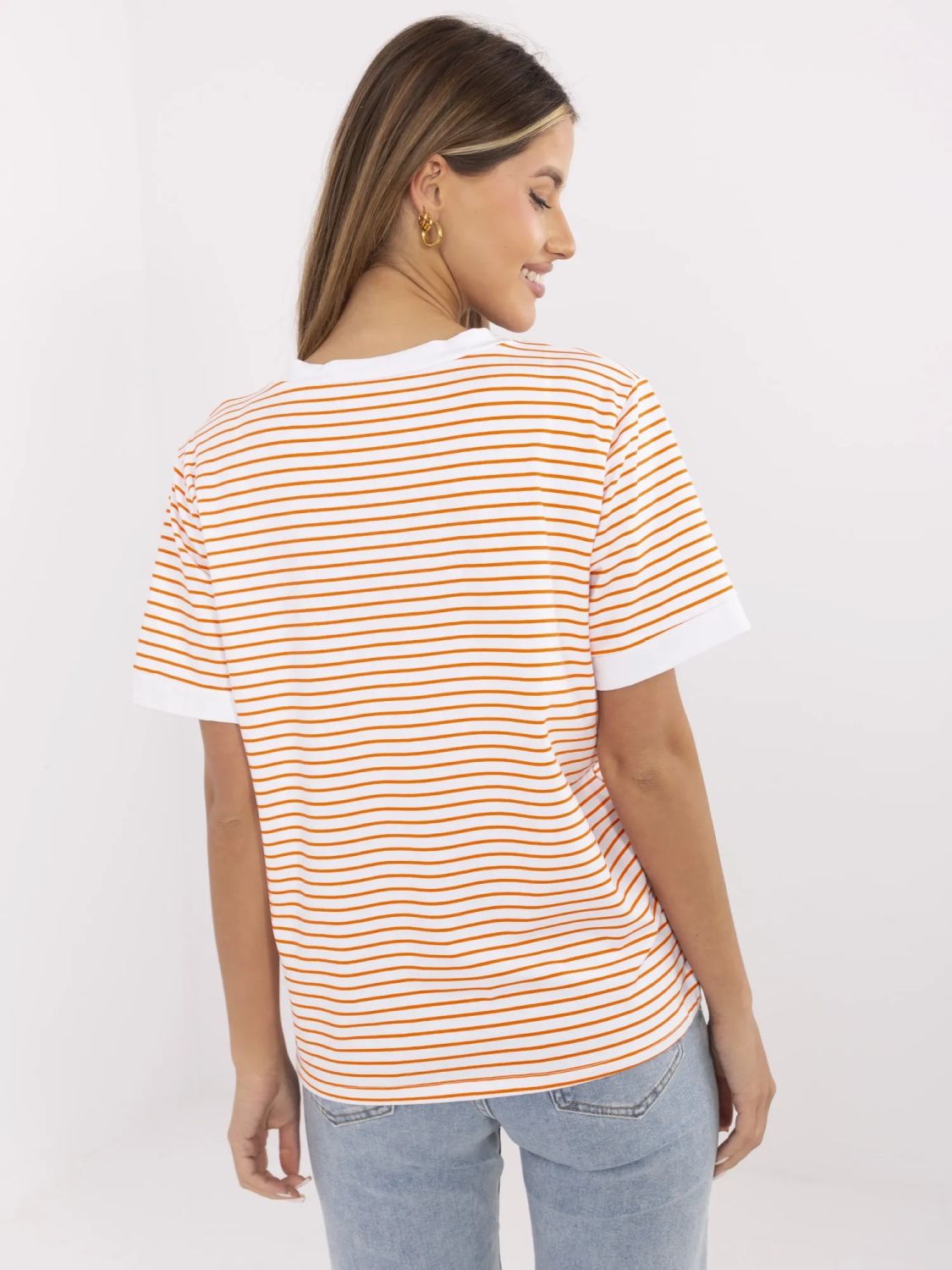 Comfortable Orange Blouse with V-Neck