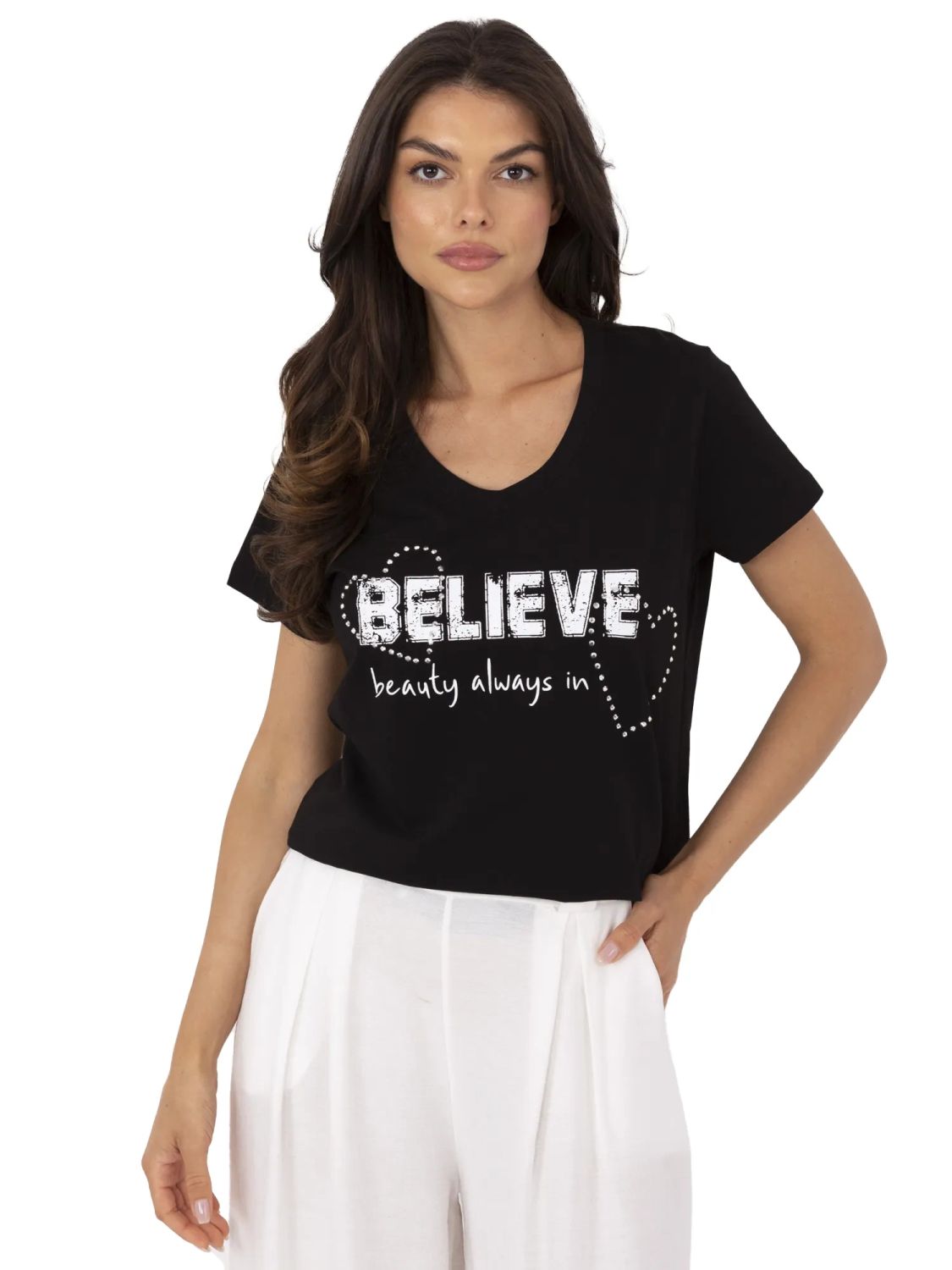 Stylish Black T-Shirt with Application