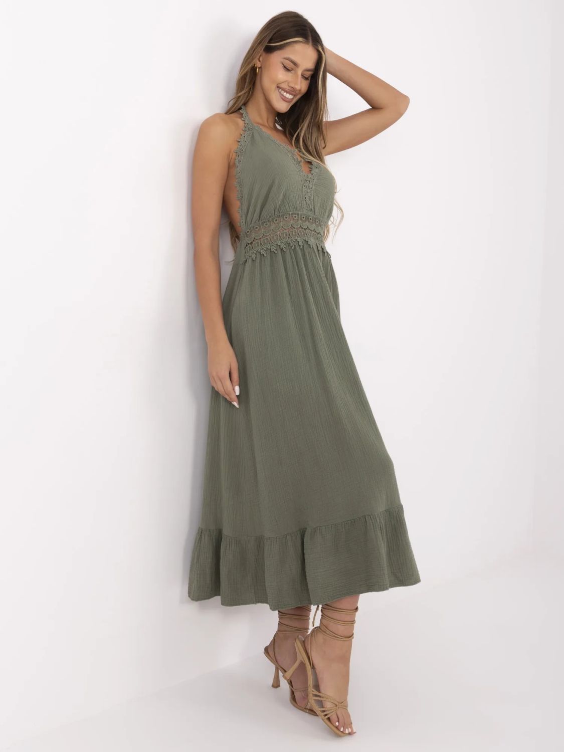 Flared Dress in Khaki