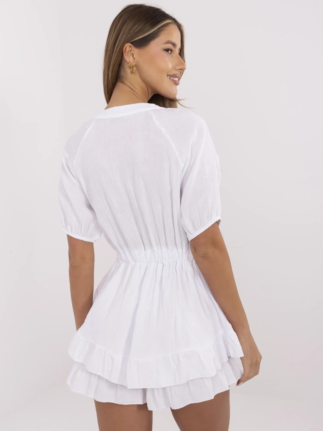 White Short Sleeve Jumpsuit