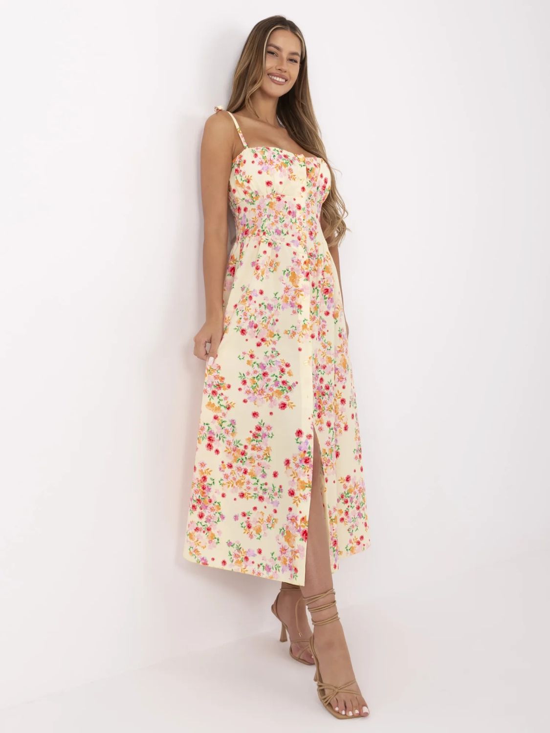 Floral Midi Dress with Straps